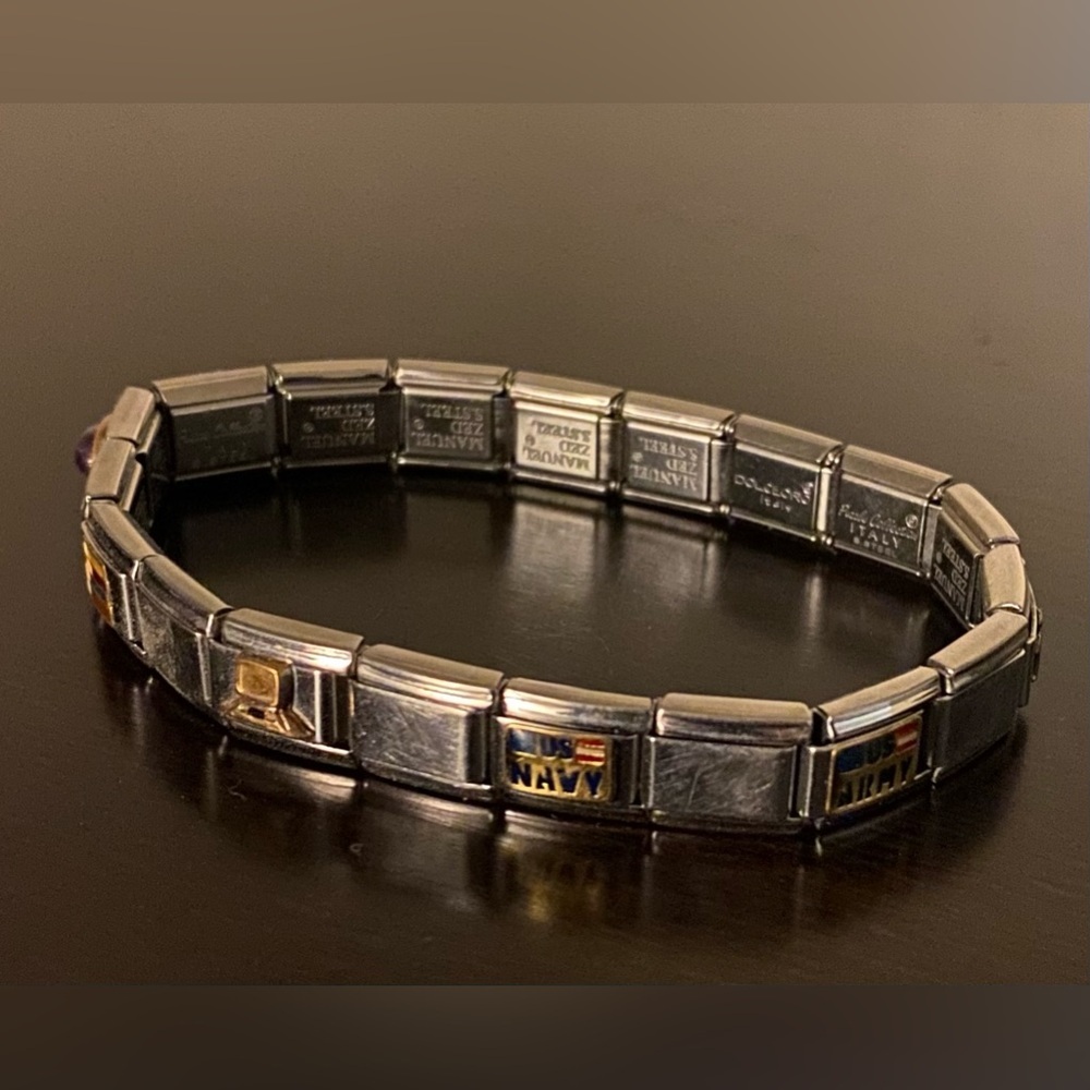 Vintage Manuel Zed Stainless Steel Link Charm Bracelet Italian  Puzzle | Unisex